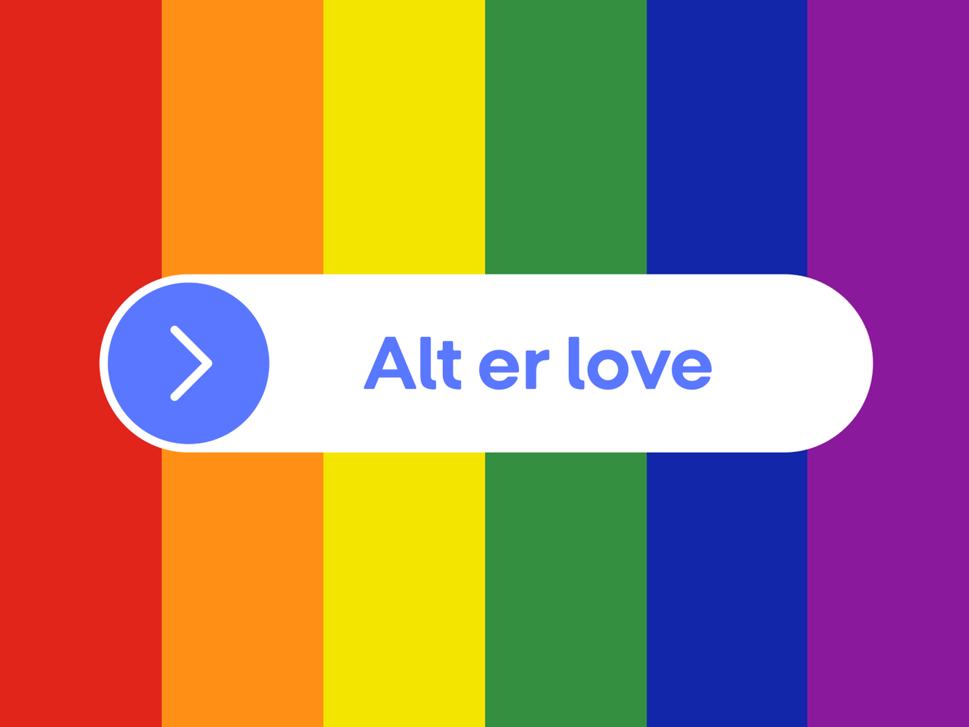 Billede der viser regnbuens farver og et MobilePay swipe med teksten 'Alt er love'