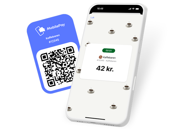 Billede der viser en betaling til MobilePay butik og QR kode