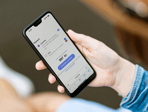 Billede der viser betaling på app med MobilePay