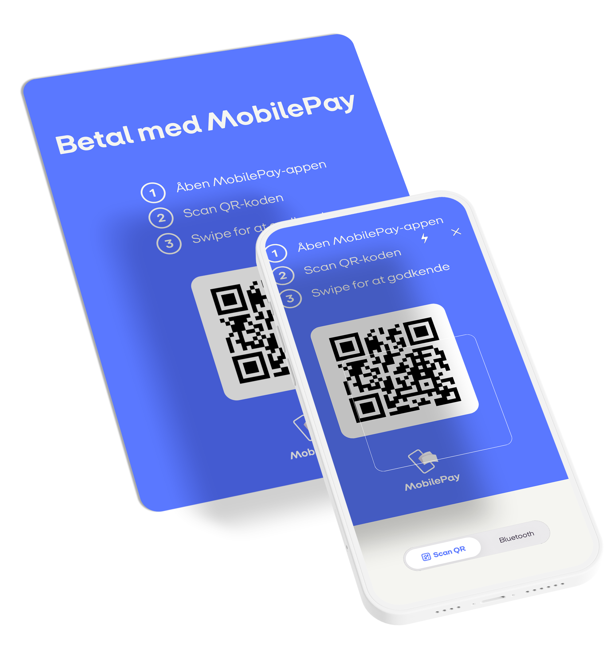 Grafik der viser MobilePay Point of Sale -betaling via QR-kode