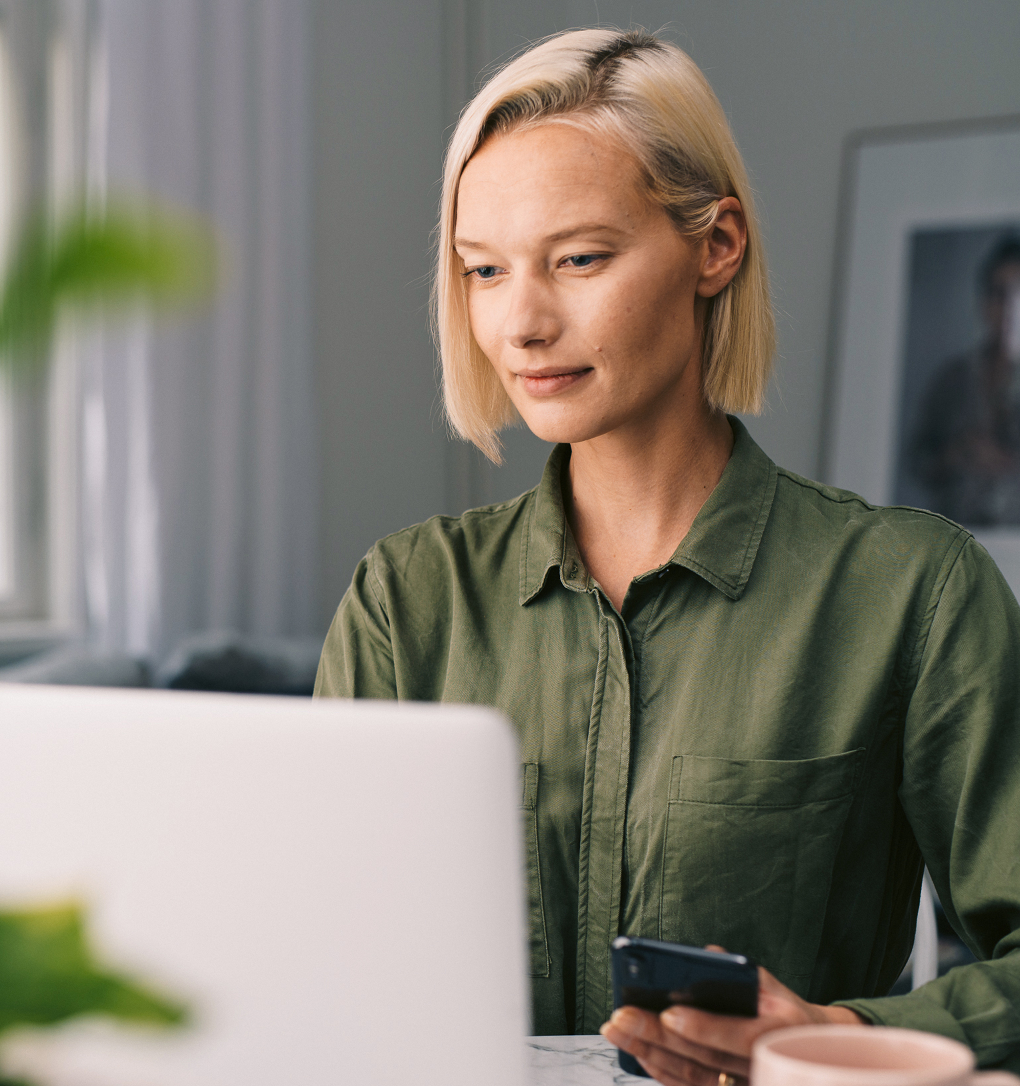 Girl sitting in front of a computer.