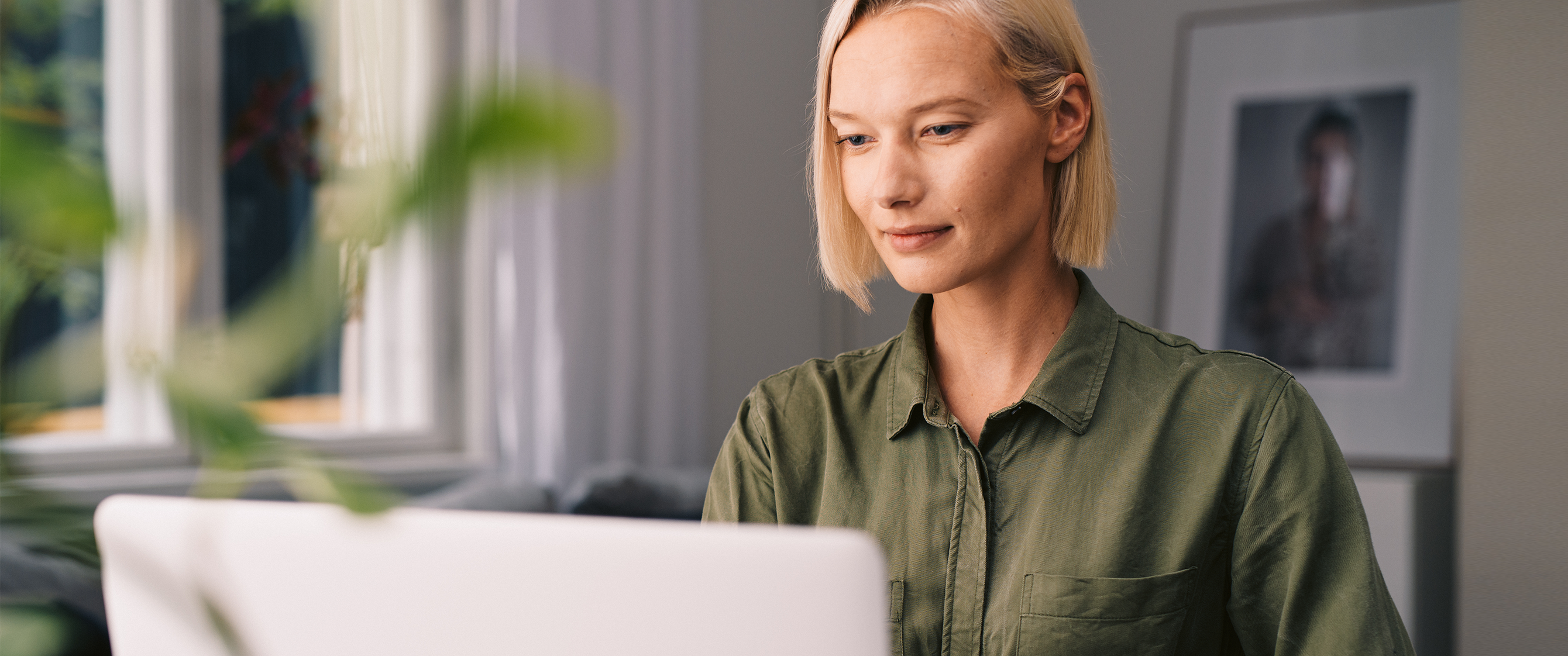 Woman on a laptop.