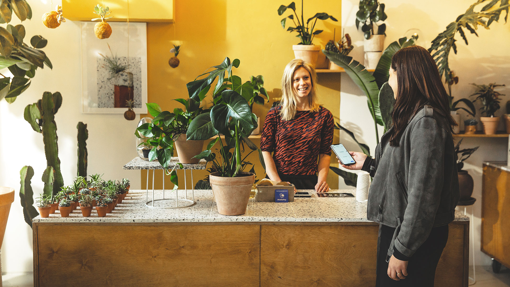 MobilePay mobile payment in plant store