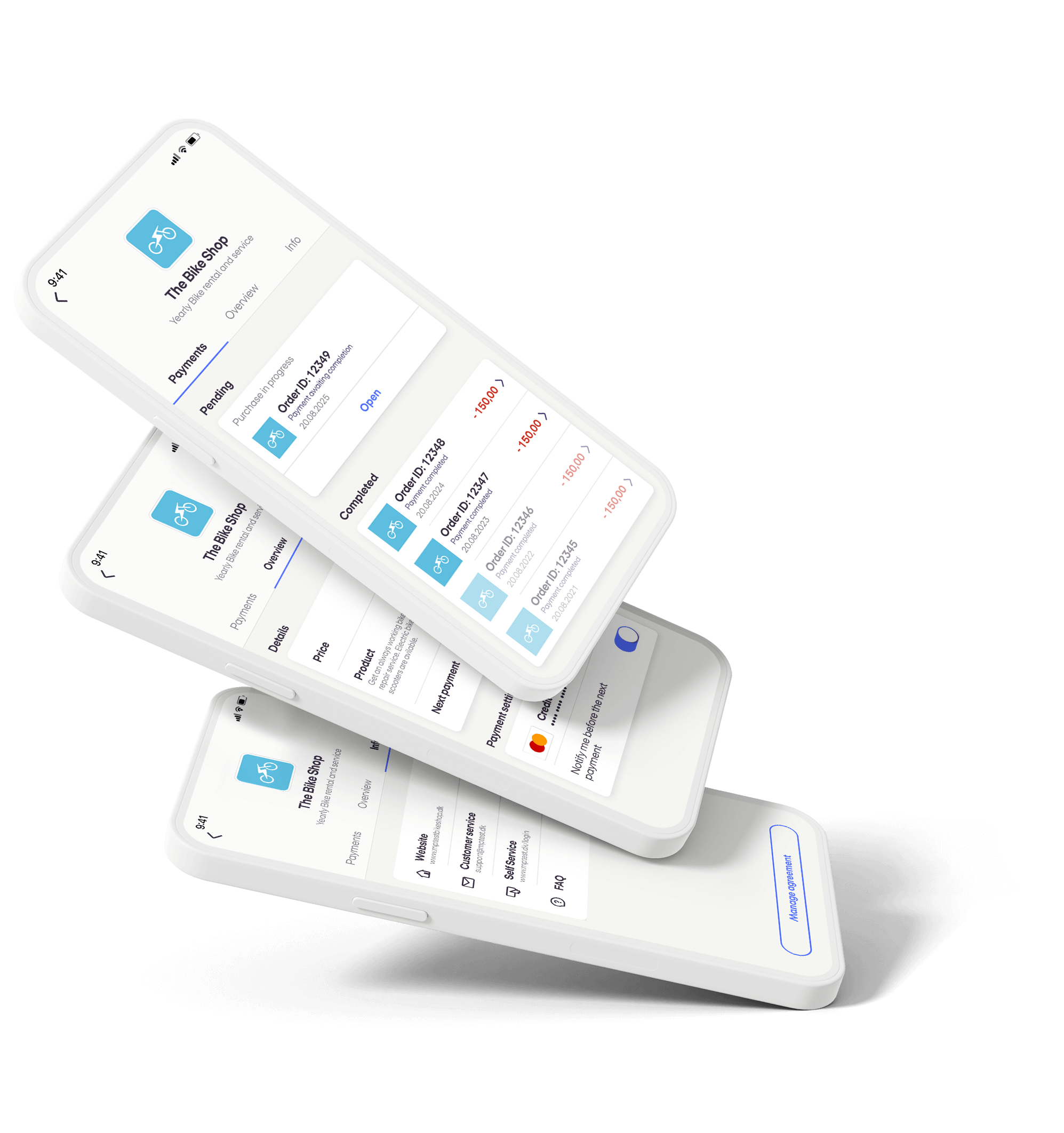 Screens the user see in the app with MobilePay Subcriptions